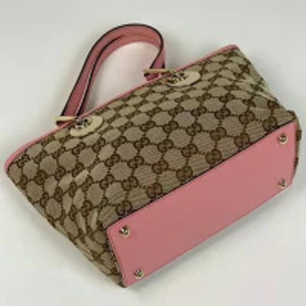 Gucci Pink Bag GG Canvas Tote Shoulder Eclipse Pink Black